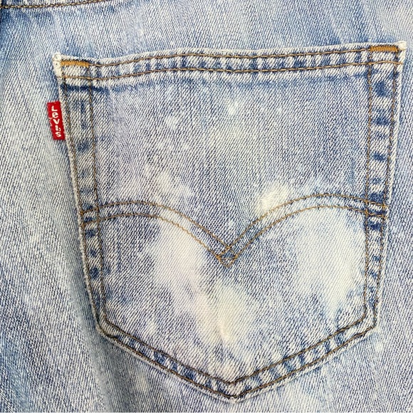 Levi’s Patchwork Jeans Waist 28 Womens Size 6 Small Flare Wide Leg Handmade Blue - Picture 7 of 15